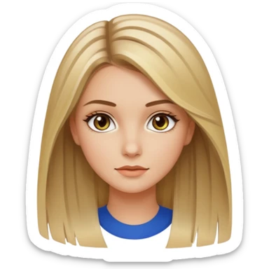 White girl hazel eyes with medium length straight hair with blonde highlights balayage sticker