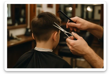 sartaroshxonada soch olayotgan bola yuzi ko'rinmasin sticker