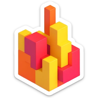 Minecraft logo inspired icon, 3D blocky look, vibrant colors sticker