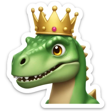 A dinosaur with a crown sticker