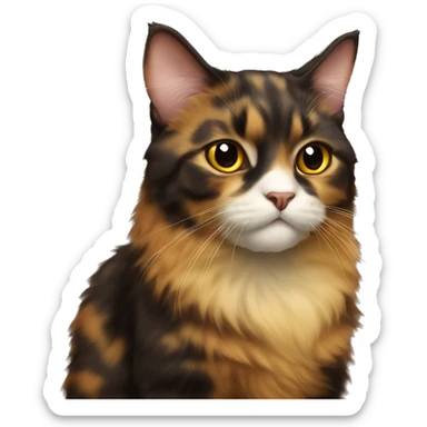 tortoiseshell Cat Fluffy muzzle brown yellow  sticker