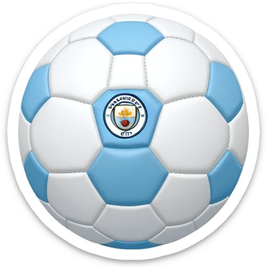 Soccer ball in Manchester City sky blue and white colors sticker