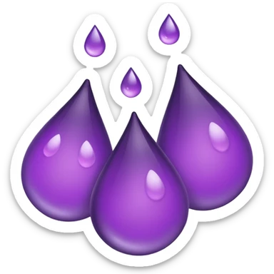 3 purple Drops with kool aids signature color, Juicy , no faces, just like the drops emoji 💦, just singular no extras, spraying left make them sideways sticker