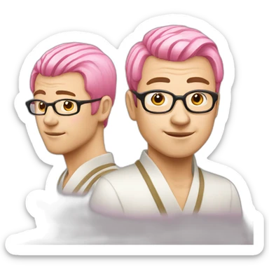 pinkhair-middleage-man-japanese-spectacle sticker
