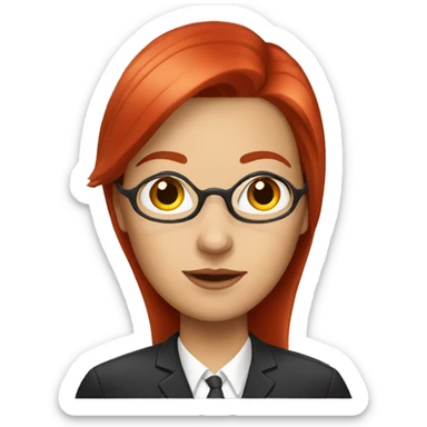 white lawyer woman with red straight hair  sticker