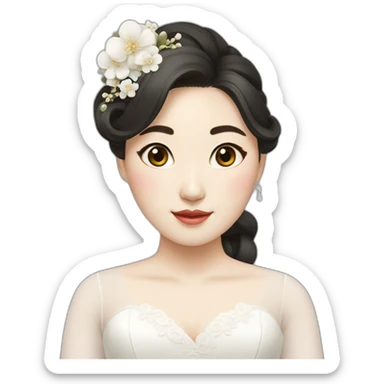 Korean bride with lond hair sticker
