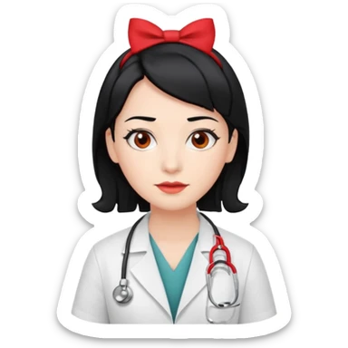 doctor with black hair and red hairclips  sticker