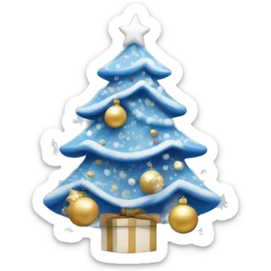 A cute blue and white decorated Christmas tree sticker