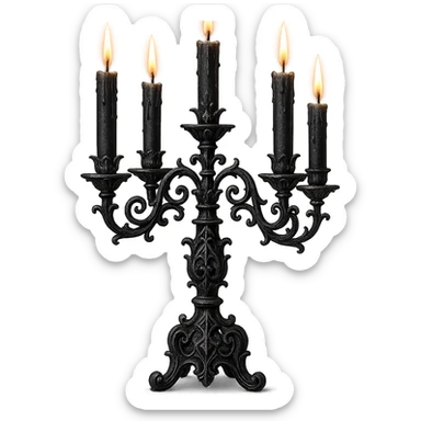 gothic candelabra, black and silver, intricate and dramatic, no background sticker