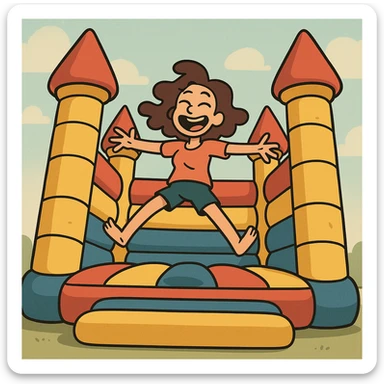 bouncy castle, vibrant, soft edges, cheerful, minimal details, no text sticker