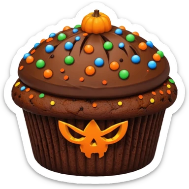 chocolate muffin with halloween decoration on top sticker