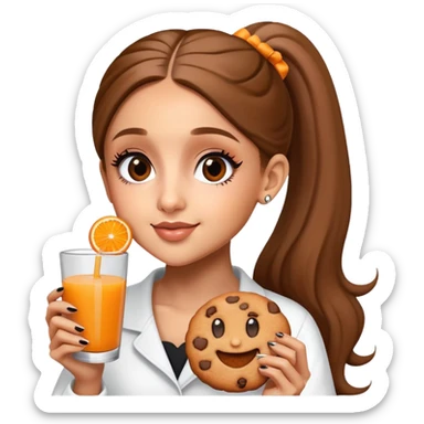 Ariana grande, holding cookie and orange juice  sticker