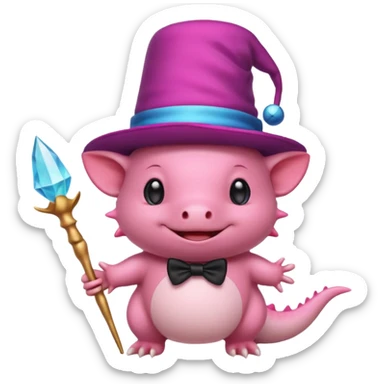 axolotl with magician hat sticker