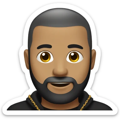 bald male in black shirt with beard and gold necklace sticker