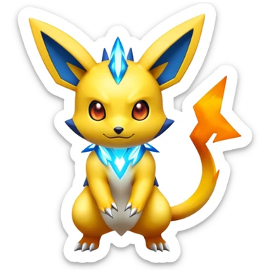 Shiny Futuristic Colorful Pichu-Raichu-Renamon-Zeraora-hybrid-creature sticker