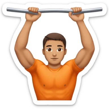 guy with orange shirt doing pull ups sticker