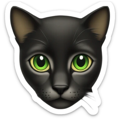 Chat noir poiles long au yeux vert sticker