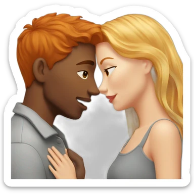 redhead girl kissing blondie man sticker