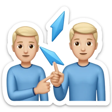 referal system (two guys with arrows around them) sticker