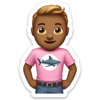 a shark wearing a pink cantil princes' shirt and using a gemes ribbon sticker