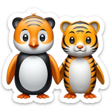Pinguin sitting Next to a Tiger  sticker