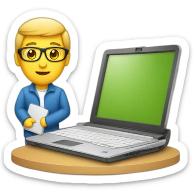 Técnico de PC con una netbook sticker