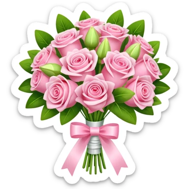 light green and pink wedding bouquet sticker