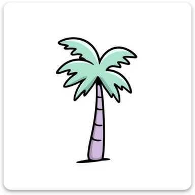 palm tree with pastel lilac trunk and pastel mint leaves sticker