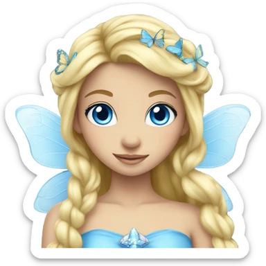 Blond fairy princess blue eyes butterflies  sticker