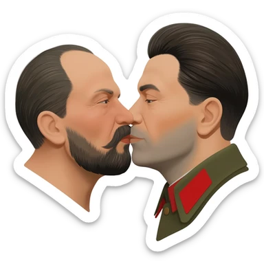 stalin kissing lenin sticker