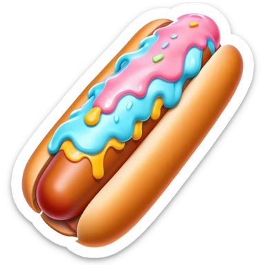 Melting neon ice cream hot dog  sticker