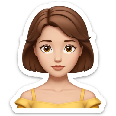extremely simple belle headshot, shoulders and above only, minimal brown hair, very few details sticker