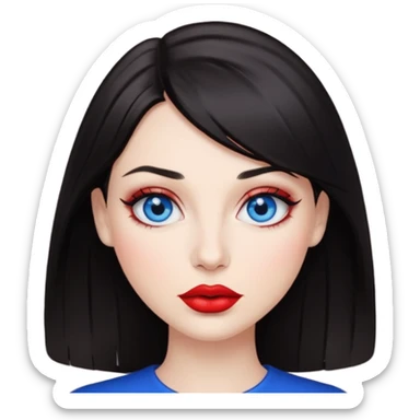 Sassy dark hair woman with blue eyes sticker