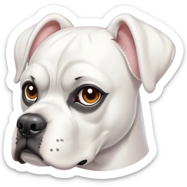 Fully white boxer dog with white ears and fully white body  sticker
