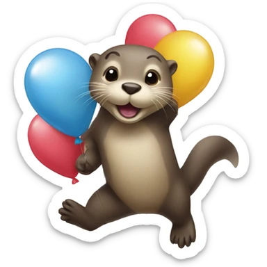 Otter holding balloons shaped like a 13 sticker