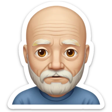 bearded old bald man bust sticker