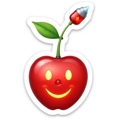 bright red cherry with a lit fuse sticker