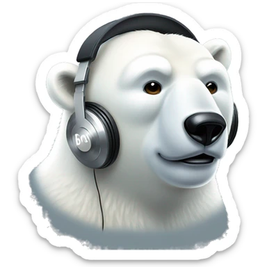 Polar bear with earpods listening music and love it  sticker