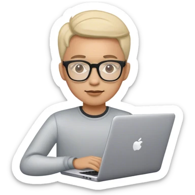 An emoji of a person with a laptop wearing glasses sticker