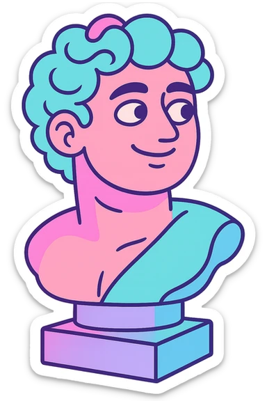 vaporwave style marble bust, pastel colors sticker