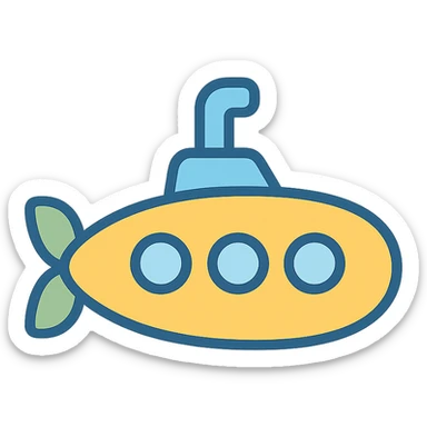 submarine colorful lineal icon sticker