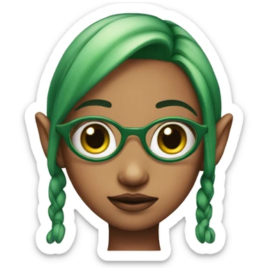 pink skin with four eyes girl with green hair and elf like ears  sticker