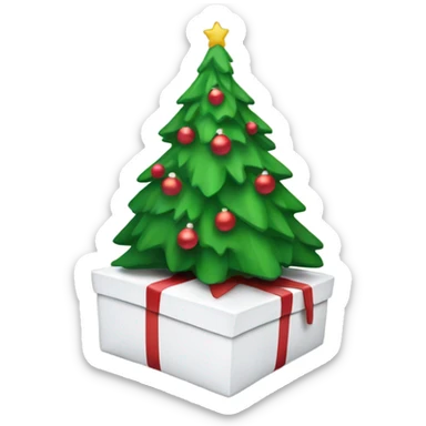 white present under a christmas tree sticker