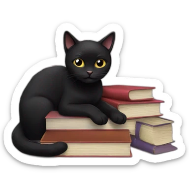 black cat and books sticker