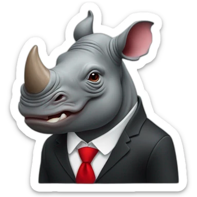 rhino wearing black suit with red tie sticker