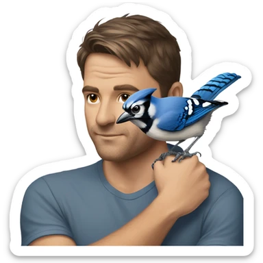 A blue jay on a man’s arm sticker