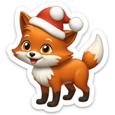 christmas fox sticker