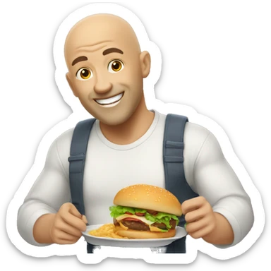 bald guy loves food sticker
