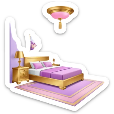 luxury studio apartment with pink, gold and lilac decorations sticker