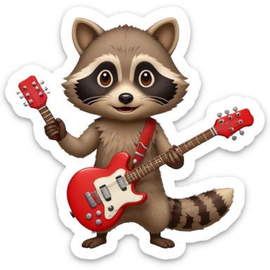 crazy Raccon with guitar sticker
